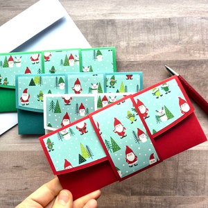 Set of 4 Christmas Money Holder, Holiday Cash Holder, Bulk Stocking Stuffer, Christmas Cash Envelope, Holiday Money Envelope