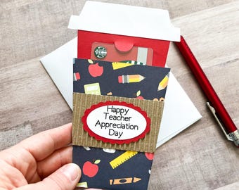 Teacher Appreciation Day Gift Card Holder, Coffee Gift Card Holder for Teacher, Teacher Gift Set, Staff Appreciation Gift