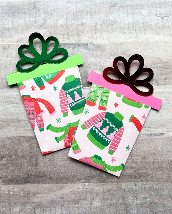 Set of 2 Christmas Gift Card Holders, Holiday Gift Card Holder, Present  Gift Card, Stocking Stuffer, Ugly Sweater Gift, Funny Christmas Card 