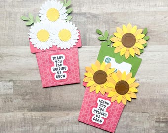 Teacher Gift Card Holder, Thank You For Helping Us Grow, Teacher Appreciation Gift, Classroom Gift