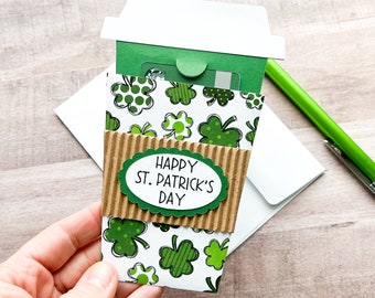 St. Patrick's Day Gift Card Holder, Gift for Employees, Funny St. Patrick's Day Gift for Teacher, Coffee Cup Gift Card Holder