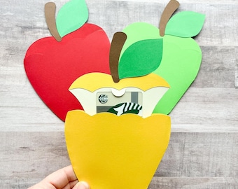 Apple Gift Card Holder for Teacher, Teacher Appreciation Gift, End of School, Thank You Teacher Gift, Back to School Gift, Teacher Gift Set