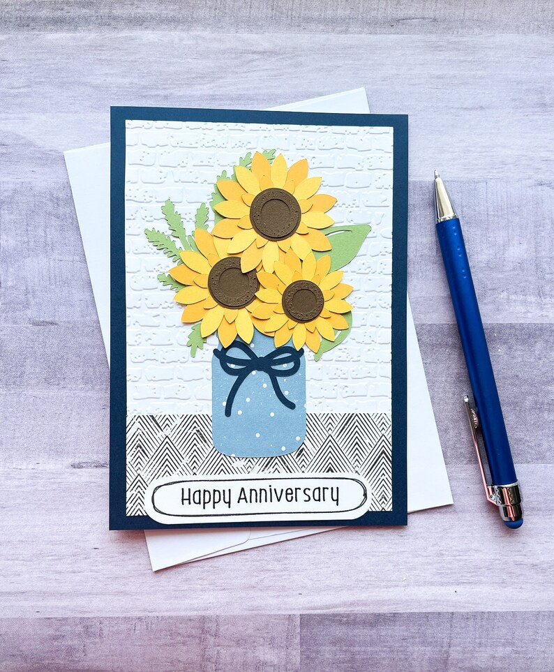 Happy Anniversary Card for Couple Sunflower Anniversary Card Etsy
