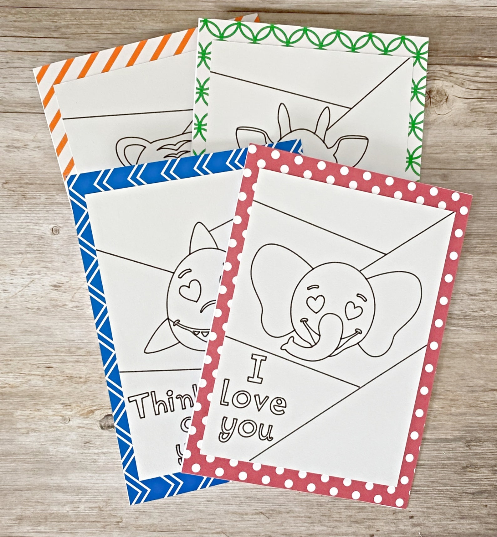 color-your-own-cards-coloring-cards-set-of-4-coloring-cards-etsy
