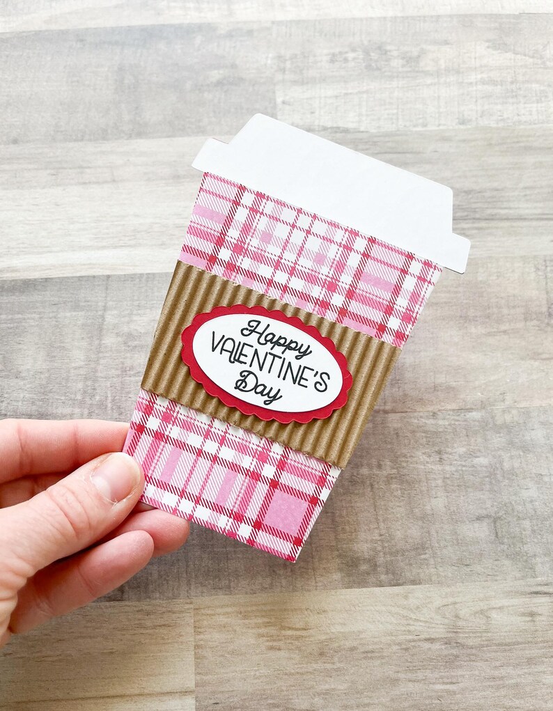 Valentine's Day Gift Card Holder, Coffee Cup Gift Card Holder, Valentines Day Teacher Gift Plaid