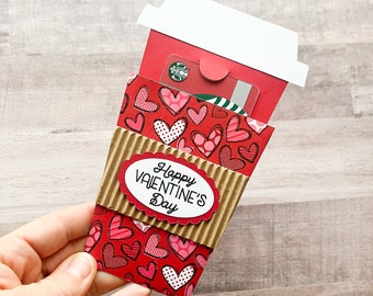 Happy Valentine's Day Gift Card Holder, Coffee Cup Gift Card Holder, Valentines Day Teacher Gift, Valentine's Day Card