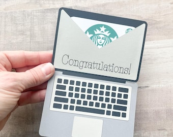 Tech Themed Gift Card Holder, Congratulations Cash Holder, Laptop Gift Card Holder for Graduation, Promotion or New Job