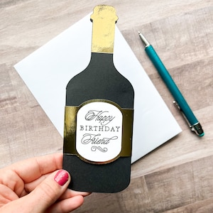 Wine Bottle Gift Card Holder, Birthday Gift Card Holder, Happy Birthday ...