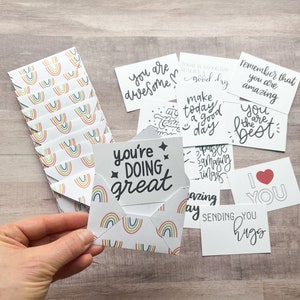 Mini Love Notes, Lunch box Notes, Motivational Cards for Kids, Mini Envelopes, Tiny Envelopes with Blank cards, Small Notecards for Lunchbox