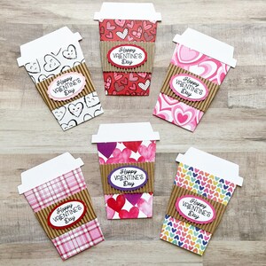 Valentine's Day Gift Card Holder, Coffee Cup Gift Card Holder, Valentines Day Teacher Gift Set of 6