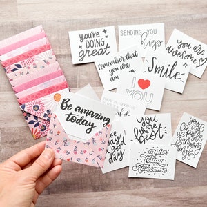 Lunchbox Notes, Motivational Cards for Kids, Mini Envelopes, Tiny Envelopes with Blank cards, Small Notecards for Lunchbox