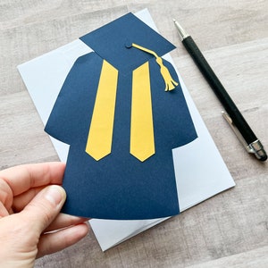 Graduation Gift Card Holder, Cap and Gown Graduation Card, Congratulations Grad Card, Gift Card Holder, Class of 2024 Navy & Gold