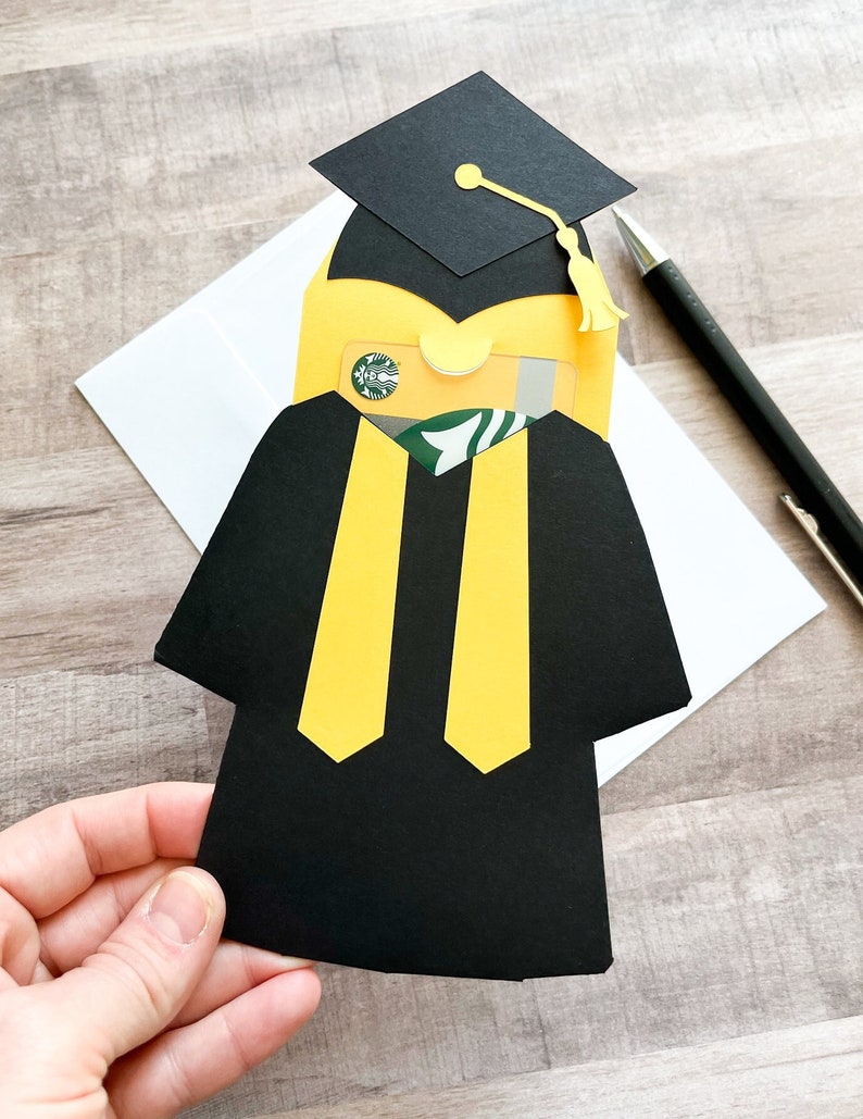 Graduation Gift Card Holder, Cap and Gown Graduation Card, Congratulations Grad Card, Gift Card Holder, Class of 2024 image 2