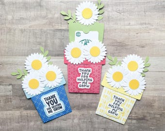 Teacher Gift Card Holder, Thank You For Helping Me Grow, Teacher Appreciation Gift