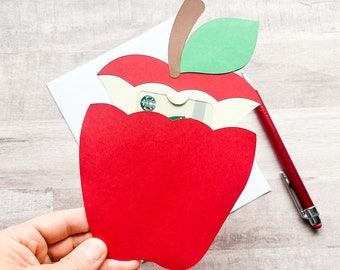 Apple Gift Card Holder, Teacher Gift Card Holder, Gift for Teacher, Teacher Appreciation Gift, Holiday Teacher Gift, Back to School