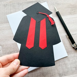 Graduation Gift Card Holder, Cap and Gown Graduation Card, Congratulations Grad Card, Gift Card Holder, Class of 2024 Black & Red