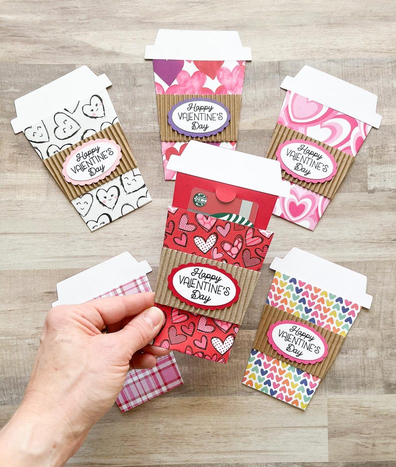 Valentine's Day Gift Card Holder, Coffee Cup Gift Card Holder, Valentines Day Teacher Gift image 2
