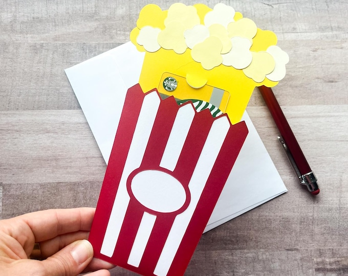 Popcorn Gift Card Holder, Movie Night Gift, Popcorn Party Favor, Movie Theater Gift Card Holder
