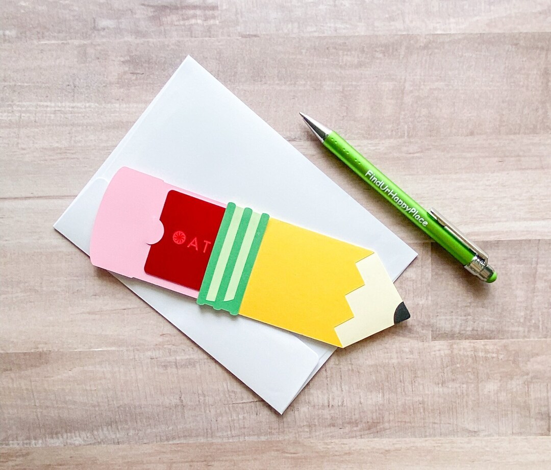Pencil Gift Card Holder, Card With Gift Card Holder, Teacher Gift, Teacher Appreciation Gift