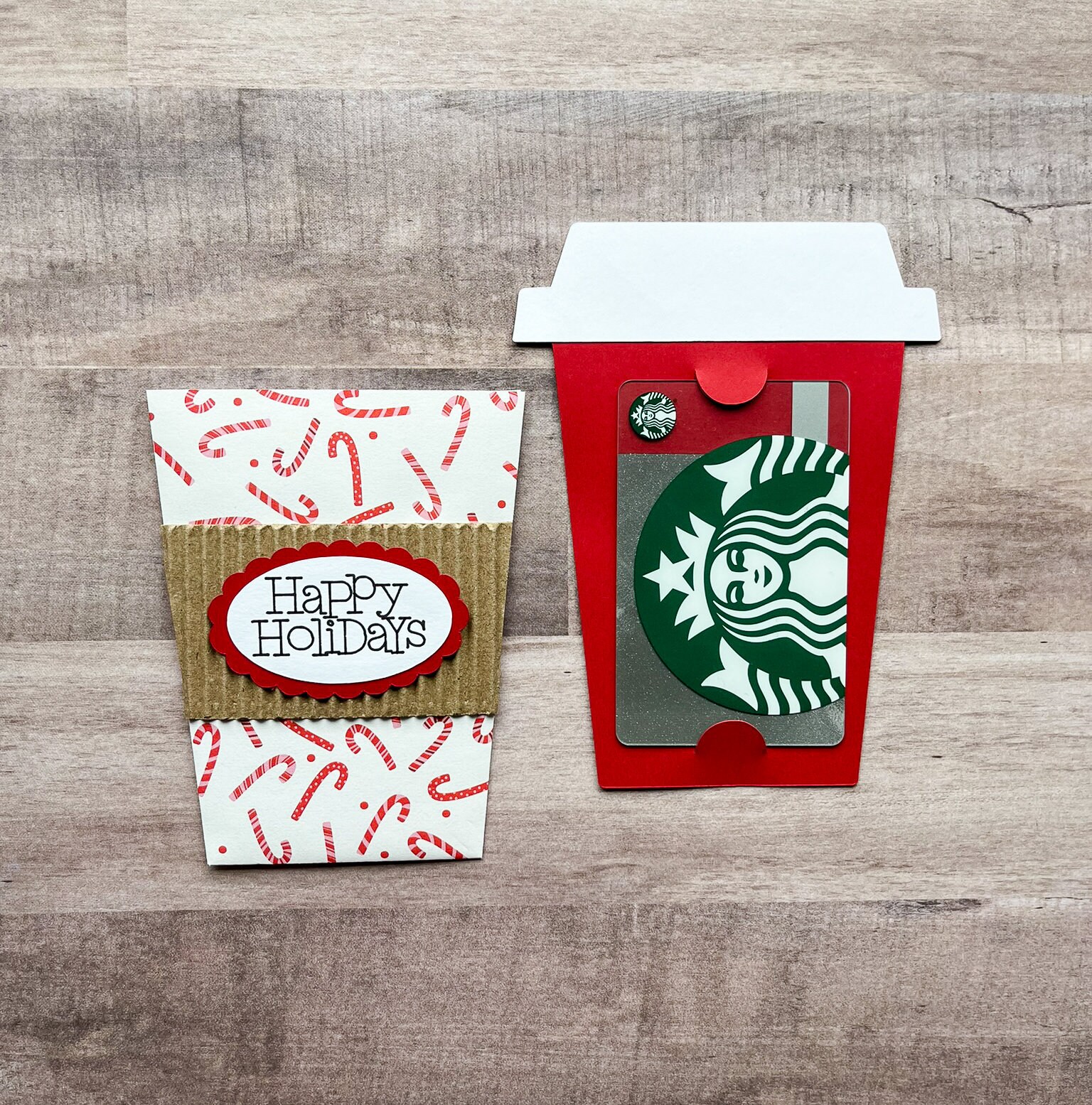 Coffee Cup Gift Card Holder, Happy Holidays Gift Card Holder, Christmas ...