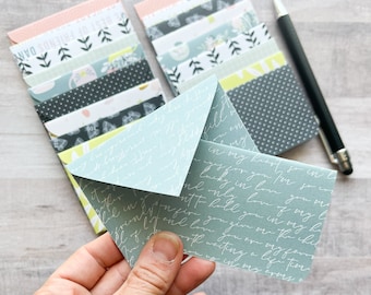 Set of 10 Mini Envelopes and Cards, Tiny Envelopes With Cards, Small ...