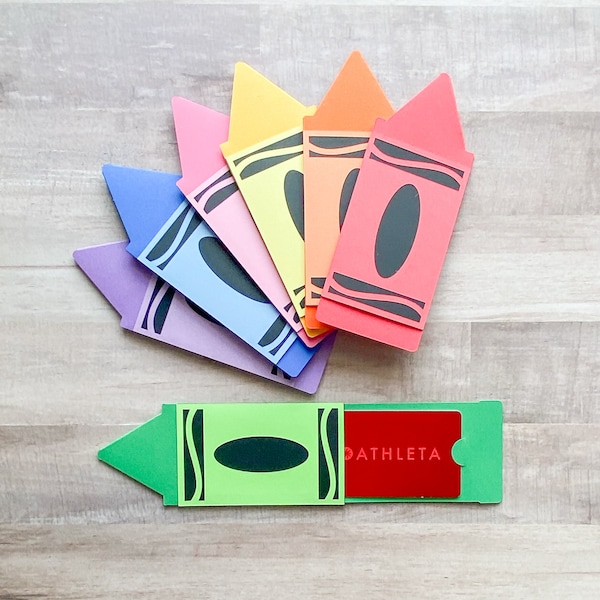 Set of 7 Crayon Gift Card Holders, Bulk Gift Card Holders, Teacher Gift, Teacher Appreciation Gift, Holiday Teacher Gift, Paraprofessional