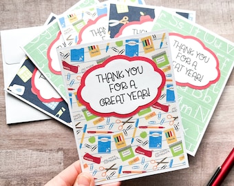 Thank You Card for Teachers, End of School Year Cards, Paraprofessional Card, Teacher Appreciation Card, Pack of Teacher Thank You Cards