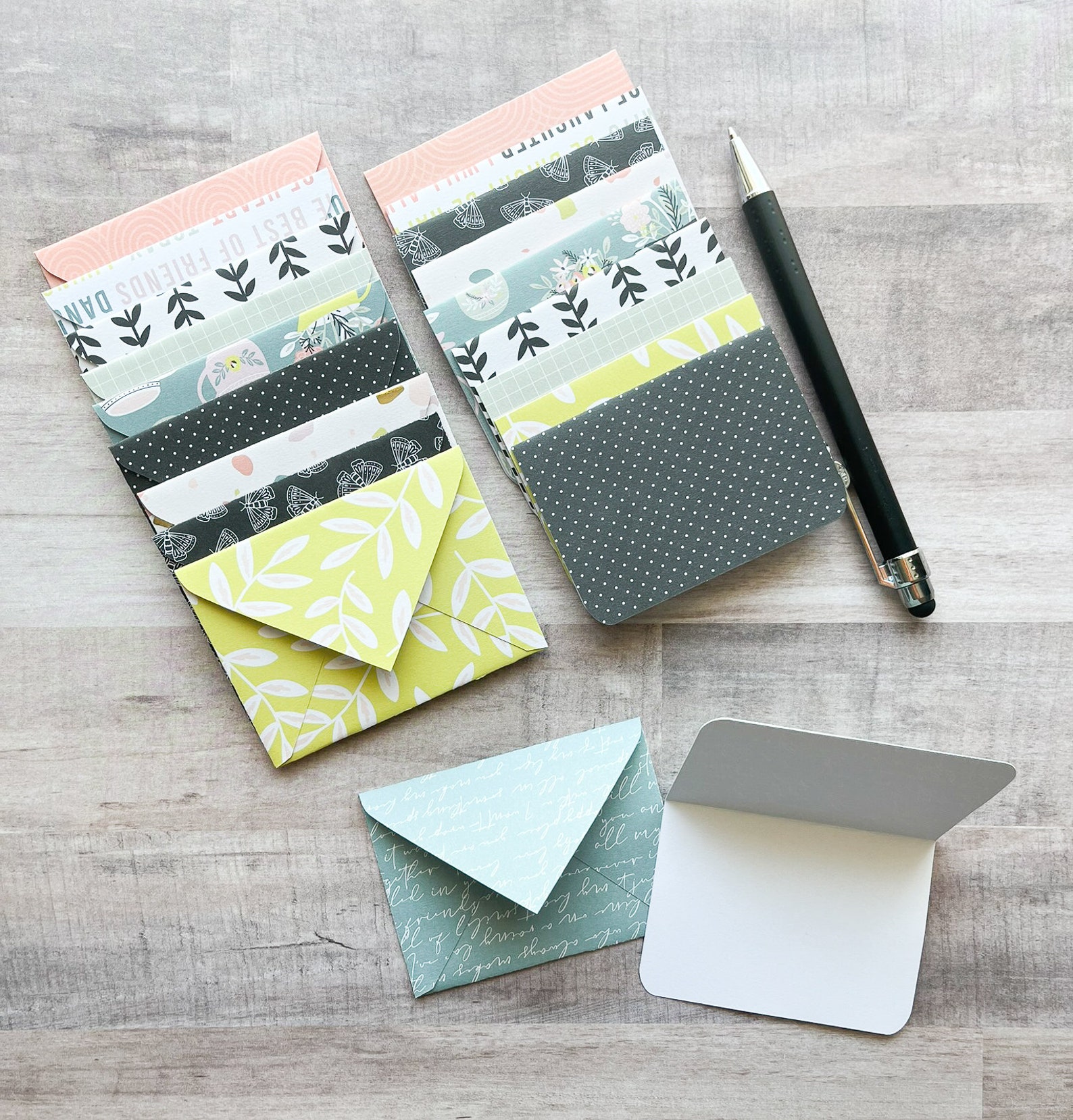 Set of 10 Mini Envelopes and Cards, Tiny Envelopes With Cards, Small ...
