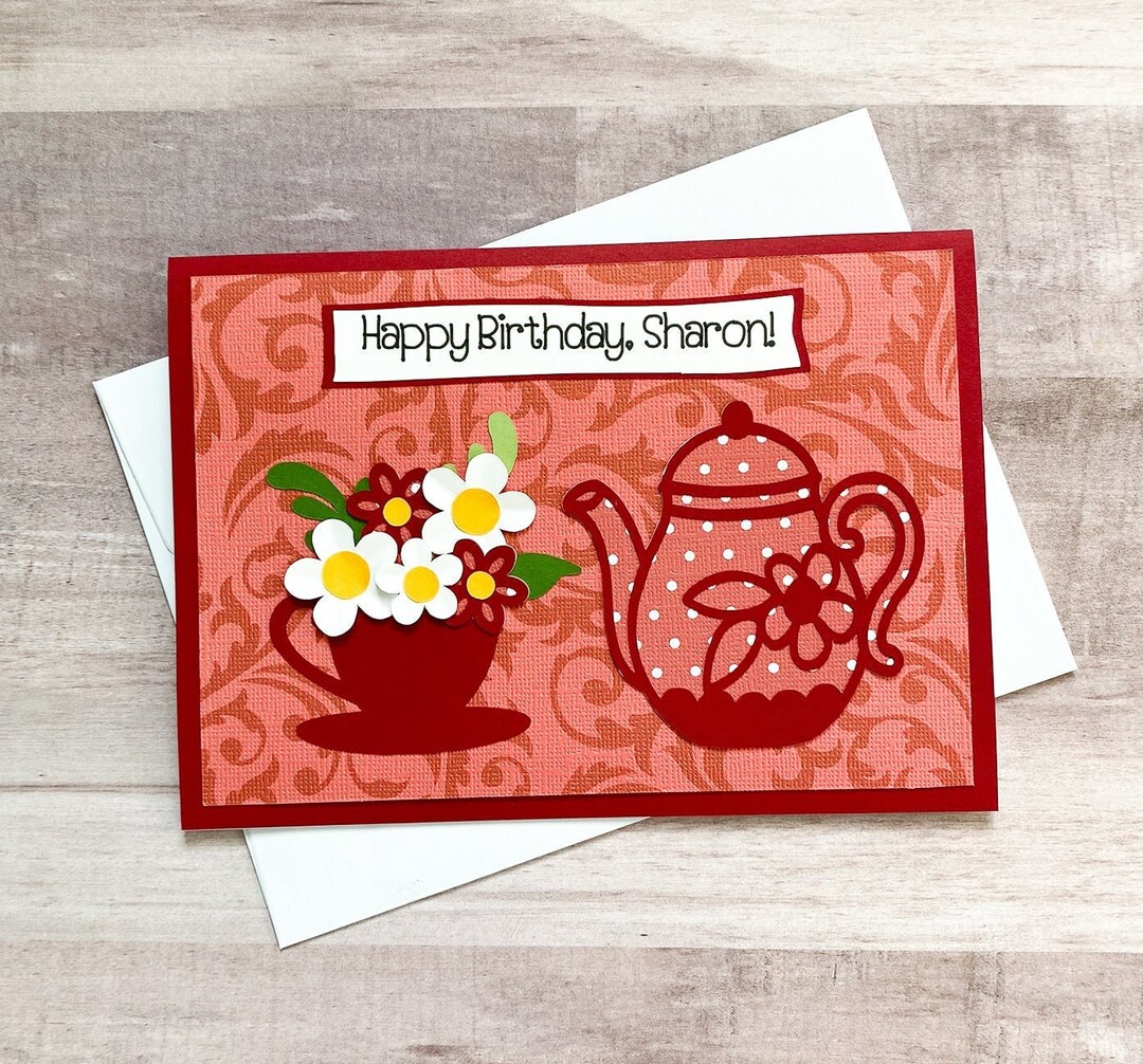 Teacup Birthday Card Personalized Birthday Card Happy Etsy