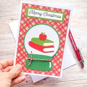 Christmas Card for Teacher, Handmade Holiday Card, Card with Gift Card Holder