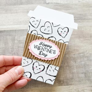 Valentine's Day Gift Card Holder, Coffee Cup Gift Card Holder, Valentines Day Teacher Gift Black White Hearts