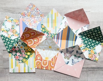 Mini Thank You Notes, Set of 10 Small Thank You Cards and Envelopes, Mini Envelopes, Tiny Envelopes with Cards, Floral Envelopes