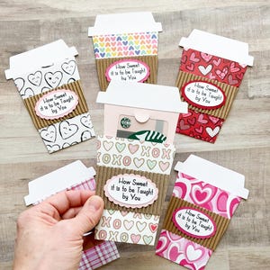 Teacher Valentine's Day Gift Card Holder, Coffee Cup Gift Card Holder, Valentines Day Teacher Gift, How Sweet it is to be Taught by You image 10