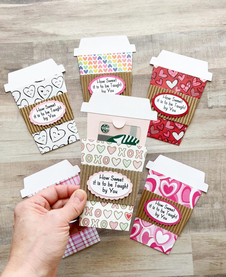 Teacher Valentine's Day Gift Card Holder, Coffee Cup Gift Card Holder, Valentines Day Teacher Gift, How Sweet it is to be Taught by You image 10