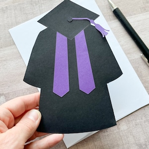 Graduation Gift Card Holder, Cap and Gown Graduation Card, Congratulations Grad Card, Gift Card Holder, Class of 2024 Black & Purple