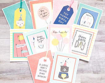 Happy Birthday Card Set, Colorful Birthday Cards, Birthday Notecards, Birthday Card Bundle, Bulk Birthday Cards, Birthday Variety Pack