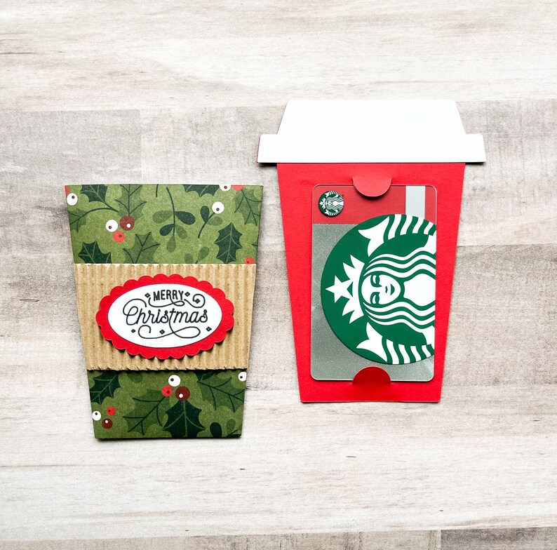 Coffee Cup Gift Card Holder Merry Christmas Gift Card Holder Etsy