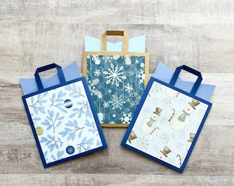 Porte-cartes des Fêtes, Porte-cartes sac à provisions, Cadeau sur le thème de l'hiver, Cadeau pour enseignant, Bas de Noël, Cadeau pour ado