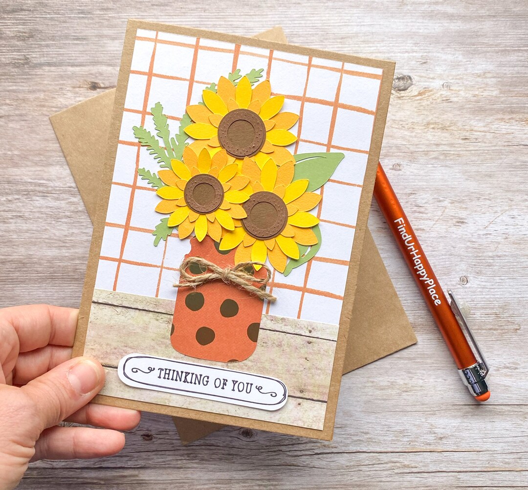 Sunflower Thinking of You Card Handmade Sympathy Card Etsy