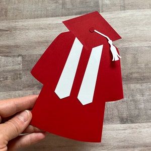 Graduation Gift Card Holder, Cap and Gown Graduation Card, Congratulations Grad Card, Gift Card Holder, Class of 2024 Red & White