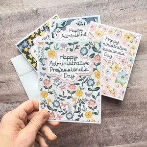 Happy Administrative Professional's Day Cards, Set of 4 Administrative Assistant's Day Cards, Secretary's Day cards, Gift for Secretary