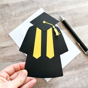 Graduation Gift Card Holder, Cap and Gown Graduation Card, Congratulations Grad Card, Gift Card Holder, Class of 2024 Black & Gold