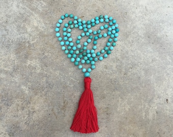malas, 108 mala beads, yoga jewelry, tassel necklace, Bohemian jewelry, mala beads, yoga necklace, prayer beads, red, blue green turquoise