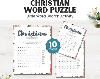 Christian Word Puzzle Printable, 10 Bible Word Search Activity, Faith-Based Scripture Puzzle for Kids and Adults, Church Homeschool Resource