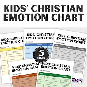 Emotion Chart Christian, Printable Feelings Table, Bible Verses for Emotional Awareness, Kids & Adults, Sunday School Homeschool Educational