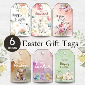 Printable Easter Gift Tags: Watercolor Designs (Digital Download)