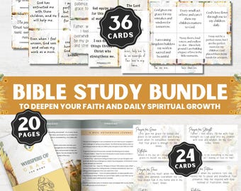 Christian Women's Bible Study Bundle: Devotional Journal, Prayer Cards (Digital Download)