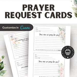 Prayer Request Cards to edit, Printable Prayer Cards, Church Supplies, Prayer Board Templates, Canva Editable, Christian Digital Card, Jesus