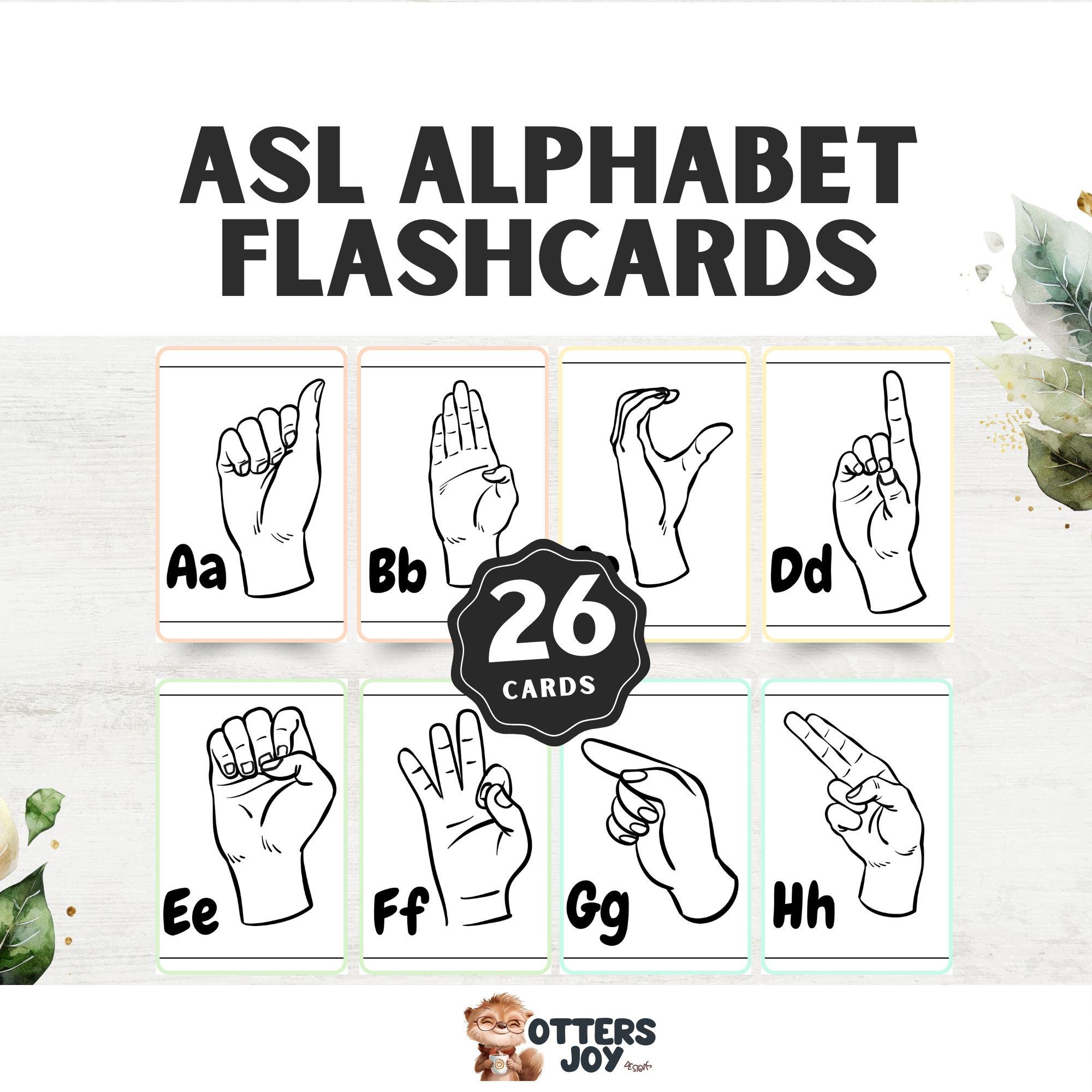 American Sign Language Flashcards, Cute ASL ABC Cards for Teaching ...