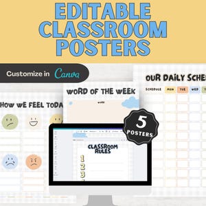 Educational Posters Bundle, Editable Classroom Posters, Printable Teacher Resources, Classroom Decor, Wall Art, Customizable School Prints